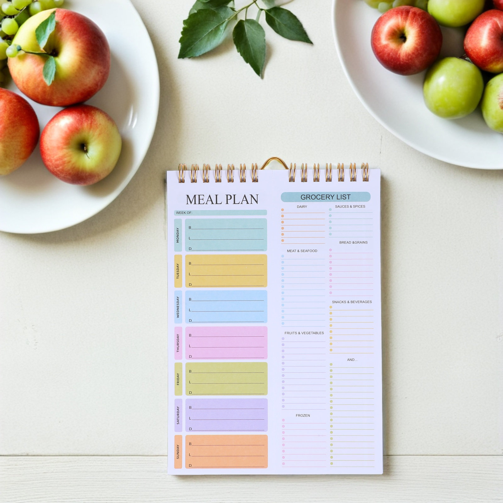 Meal Prep Grocery List - A5 Spiral Weekly Meal Planner Notebook