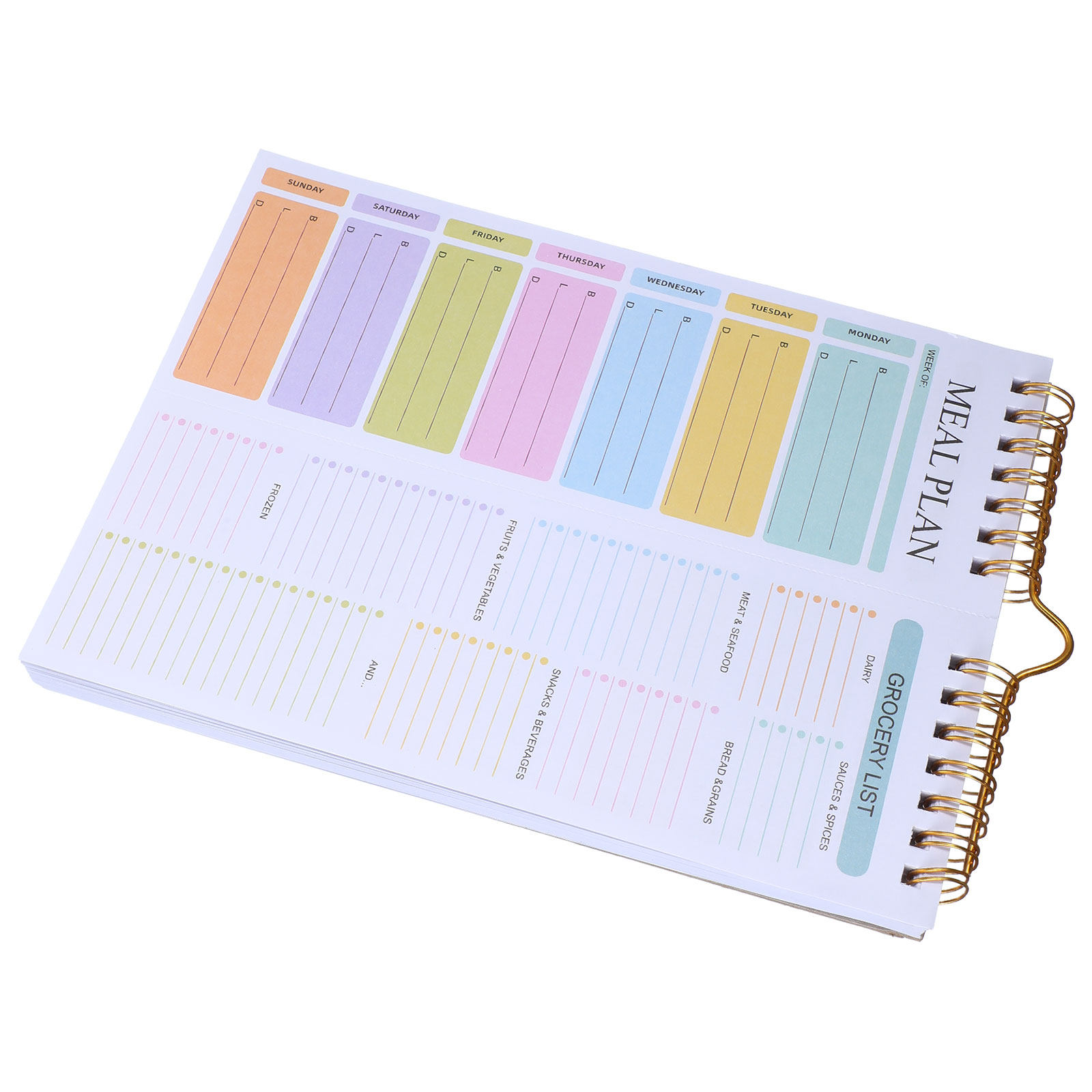 Meal Prep Grocery List - Weekly Meal Planner Notebook A5 Spiral