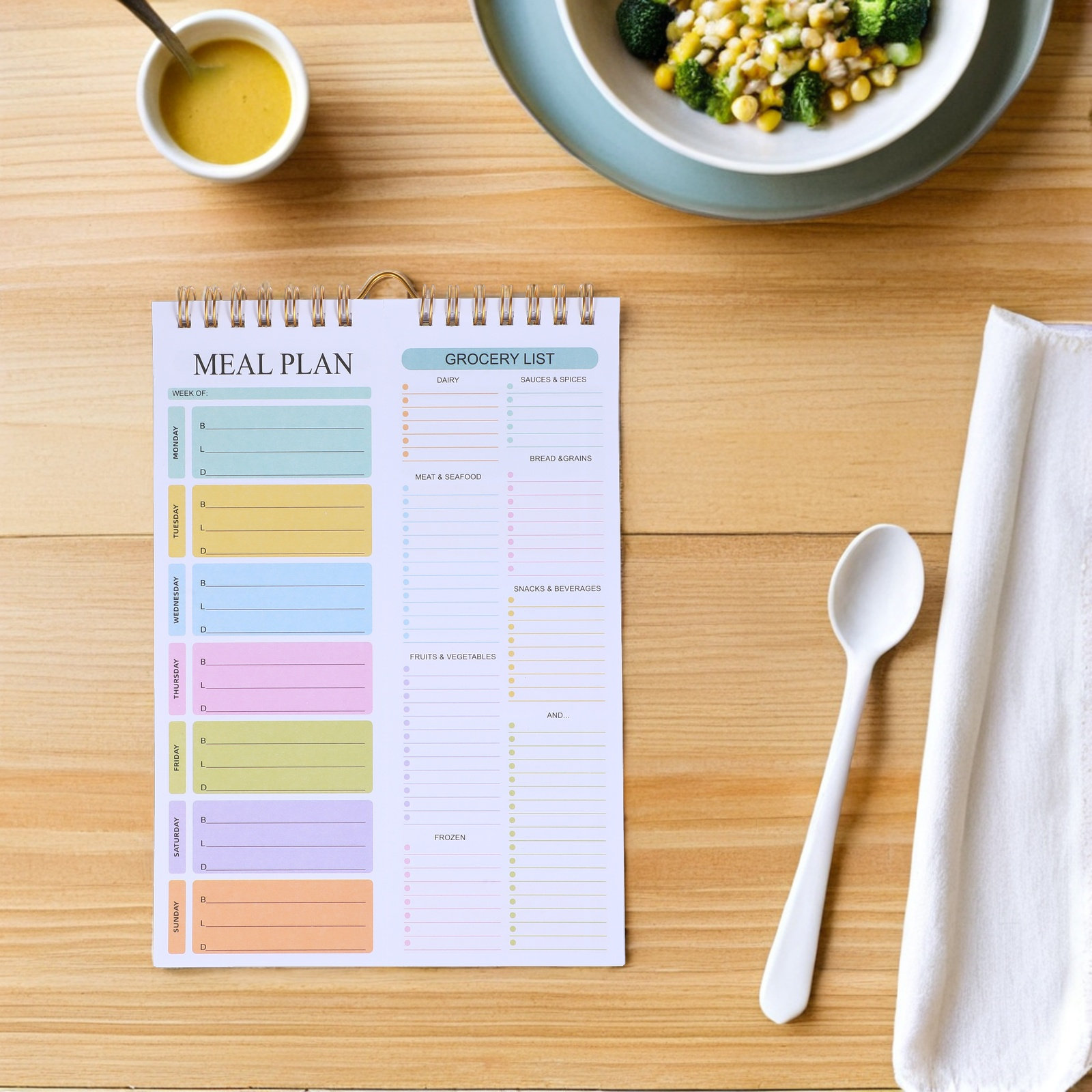 Meal Prep Grocery List - Weekly Meal Planner Notebook A5 Spiral