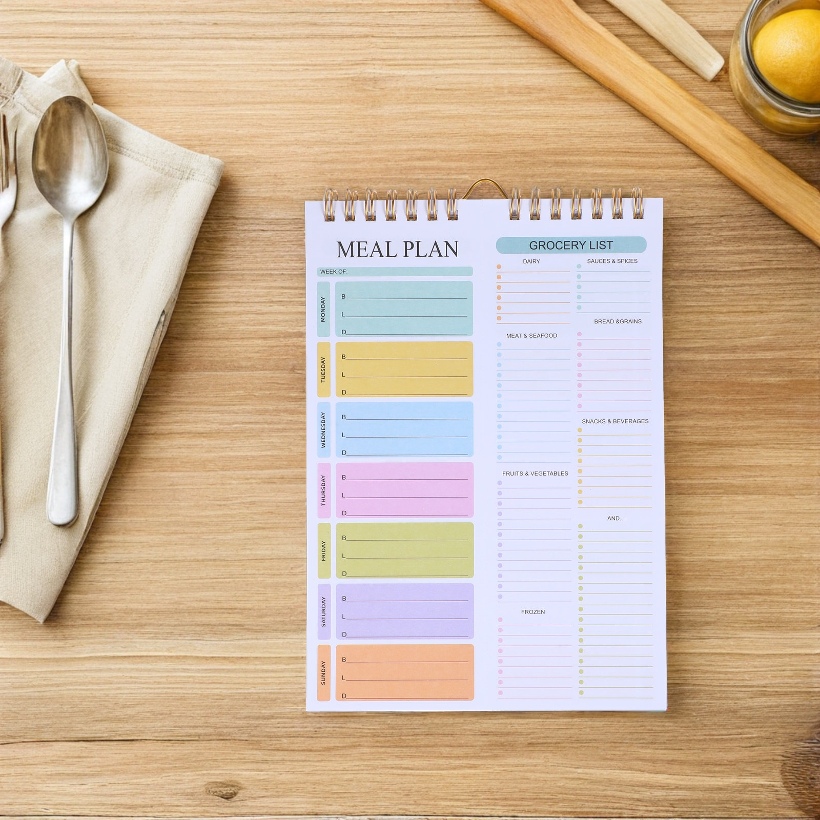 A5 Spiral Weekly Meal Planner  – обзор и цена Meal Prep Grocery List